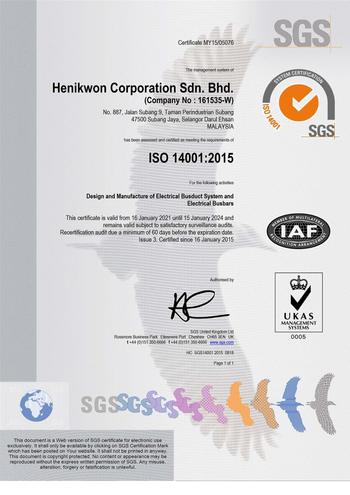 ISO Certificate ISO9001_2015_MY1505076
